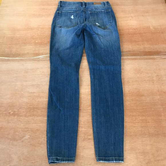 Judy Blue Skinny Fit Jeans Women 3/26 Blue Distressed Mid Rise Dark Wash Preppy - Picture 2 of 13